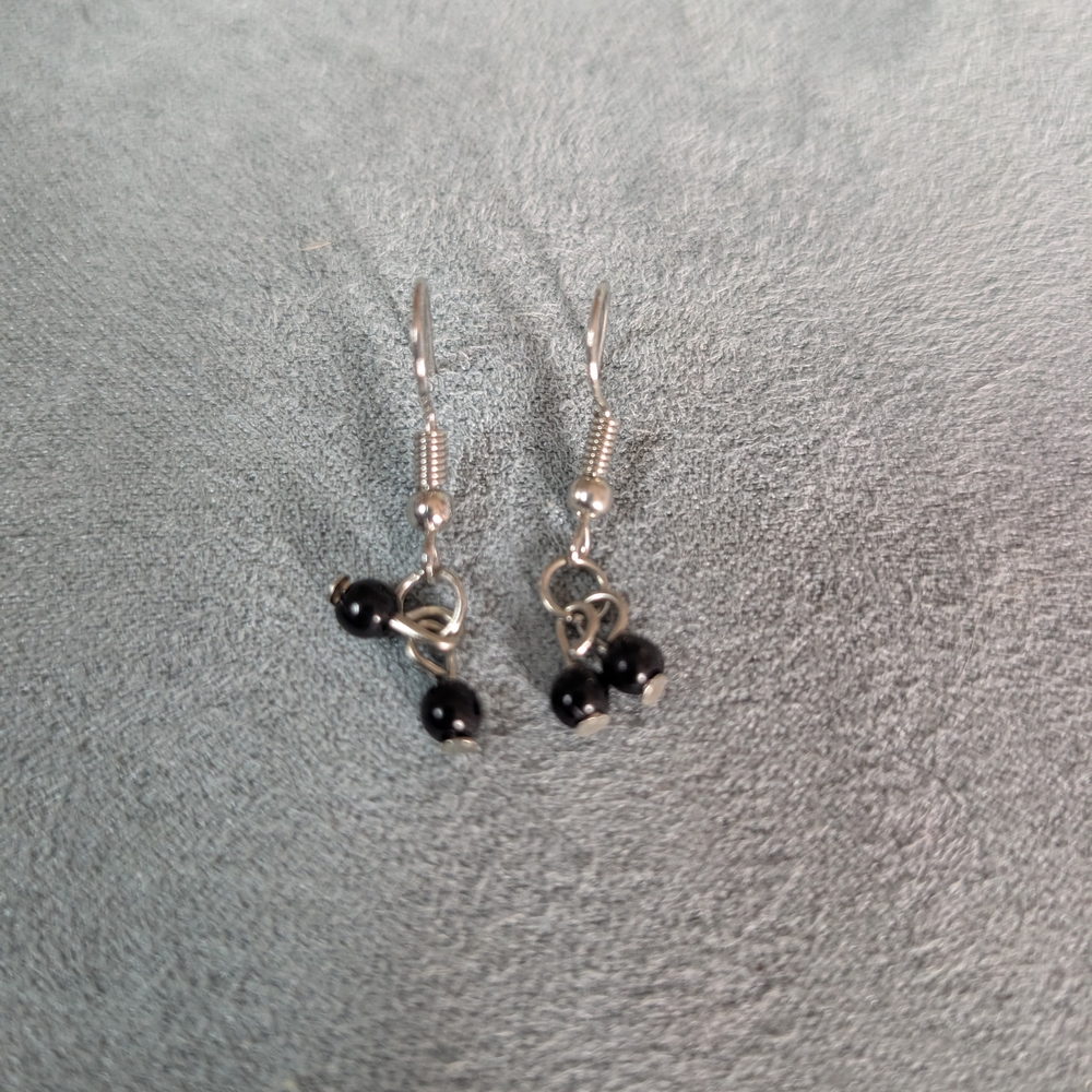 Elegant Black Bead Dangle Earrings
